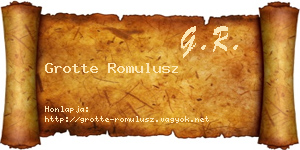 Grotte Romulusz névjegykártya